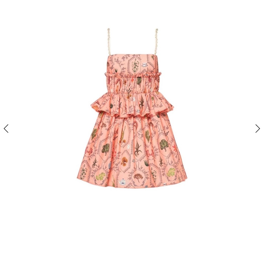 Agua By Agua Bendita L Salvador Encaje Mini Dress Pink Embroidered Ruffled Print - Picture 6 of 15